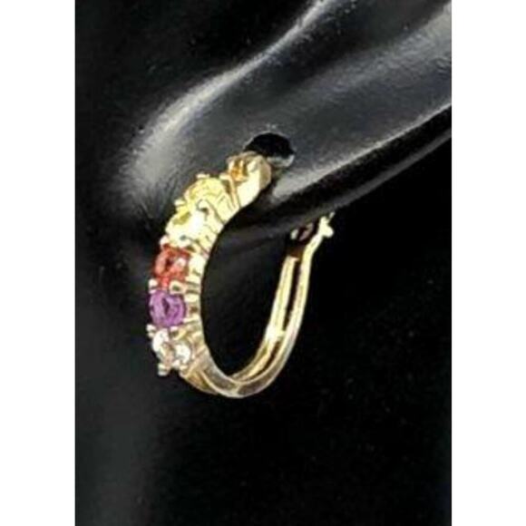 Ross-Simons 925 Rainbow Gemstone Hoop Earrings – Signed Sterling Jewelry - Picture 2 of 4